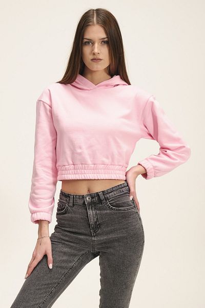 PUNKY CAT Γυναικείο φούτερ με ροζ κουκούλα Fleece Crop