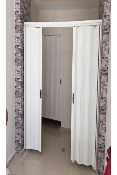 ERİKMANN Akordiyon Kapı 380 H215 Katlanır Beyaz Çift Açılım 12mm Pvc