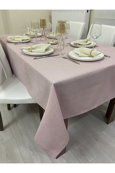 Zeren Home Linen Look Glitterless Bougainvillea Tablecloth Powder Pink 25 Pieces