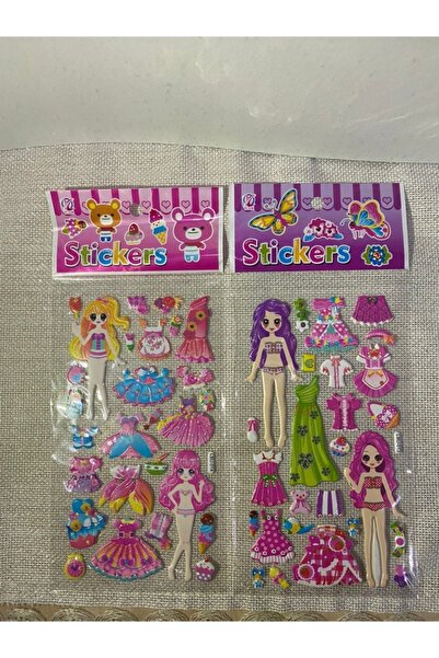 sticker Giydirmeli Kız Bebek 2'li Set
