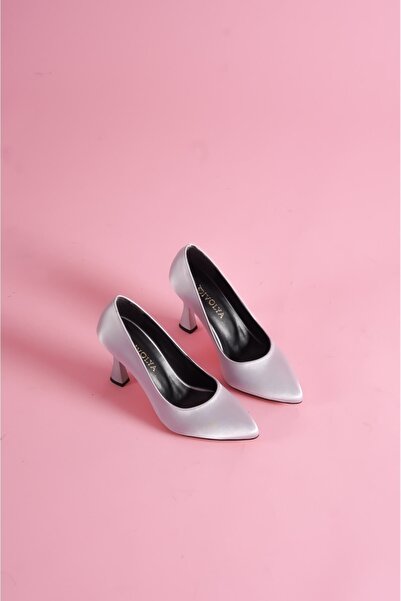 DİVOLYA Vest Gray Satin Daily Use Stiletto