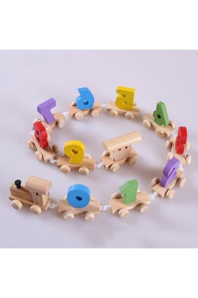 Genel Markalar Ahşap Rakamlı Dijital Oyuncak Tren Geçmeli Ahşap Tekerlekli