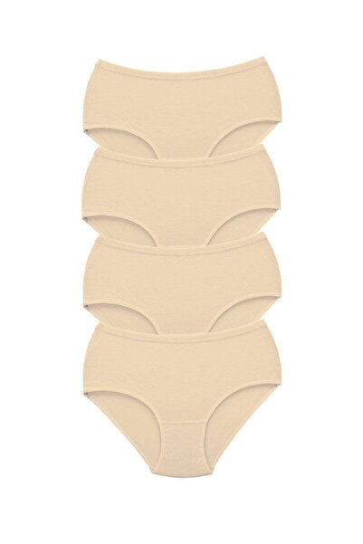 Tutku 4 Adet Kadın Yüksek Bel Bato Kalın Lastik Külot Ten