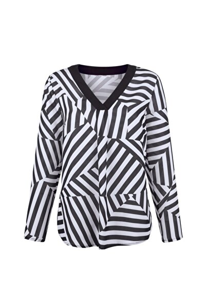 Bulalgiy Kadın Çizgili Çizgili Bluz - Bga395785