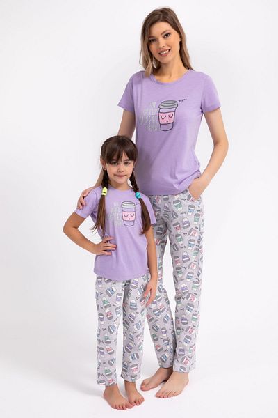 Arnetta Eat Sleep Coffee Repeat Lilac Women's Pajama Set