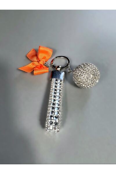 TASARIM ARABAM ATİKE ELİF AKIN شريط برتقالي - سلسلة مفاتيح فضية من حجر الرغيف...