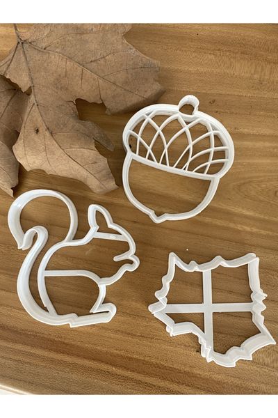 Mini Tasarım Atölyem Squirrel Bonito Leaf Cookie Mold Set