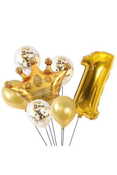 MERİ PARTİ Birthday 8 Year Old Golden King Queen Crowned Foil Balloon Set Age 8 Year 76 Cm Balloon Set Helium Compatible
