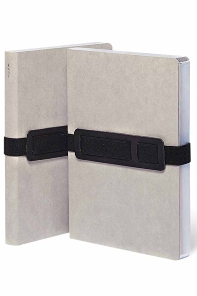 NUUNA Notebook Voyager L Gray (Phone and Pen Holder with Elastic Stripe - 256 Pages with Gray Dots)