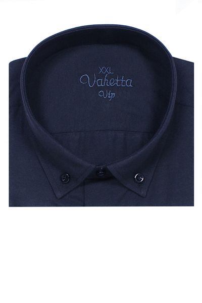 Varetta Ανδρικό πουκάμισο Navy Blue Plus Size με κουμπιά μακρυμάνικο μονόχρωμο κλασικό ανδρικό πουκάμισο