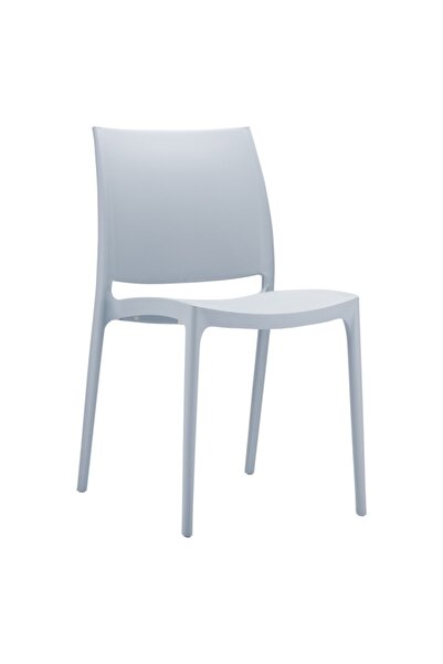 Siesta Maya Plastik Contract Sandalye Gümüş Gri Mutfak Balkon Salon Bahçe Cafe