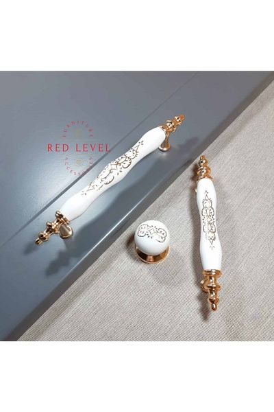Red Level 128 mm Porcelain Handle Models - Cabinet Drawer Furniture, Kitchen 243A