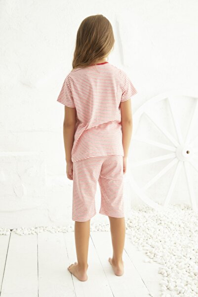 Siyah İnci Short Sleeve Buttoned Lycra Capri Set