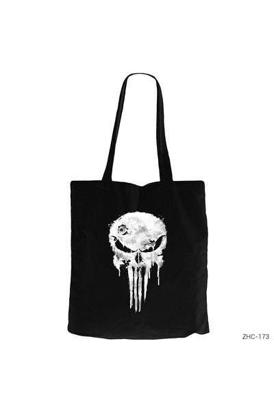 Z zepplin Geantă tote din pânză neagră Punisher Damaged