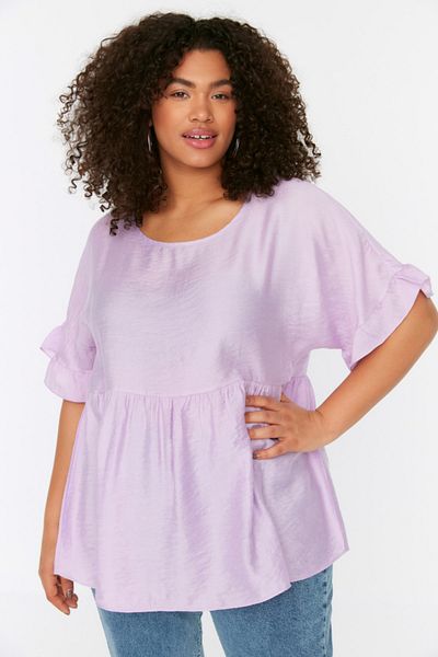 Trendyol Curve Große Größen in Bluse - Lila - Oversized