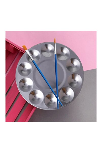 Ceoart Metal Yuvarlak Palet Yuvarlak + Fırça Set Ceo-sn0017