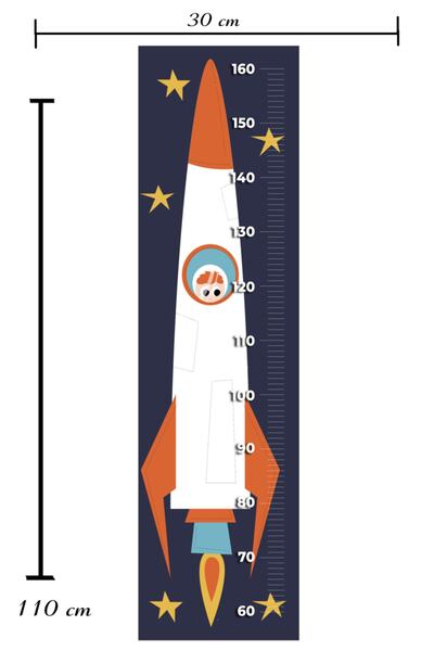Sepet Yıldızı Roket Baskılı Boy Ölçer Sticker 110x30 Cm