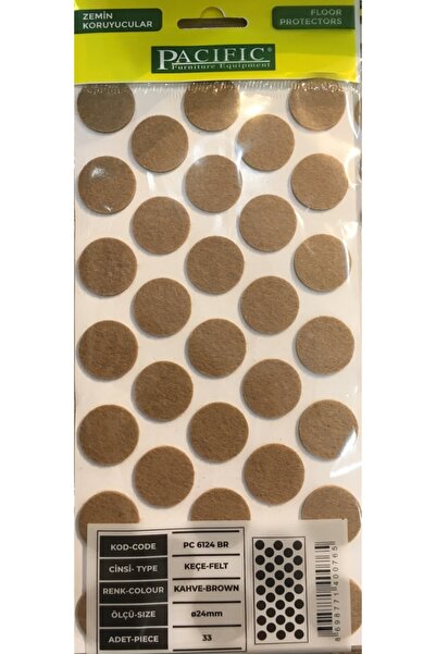 Pacıfıc Kahverengi Yapışkanlı Yuvarlak Mobilya Keçesi 24*24 Mm