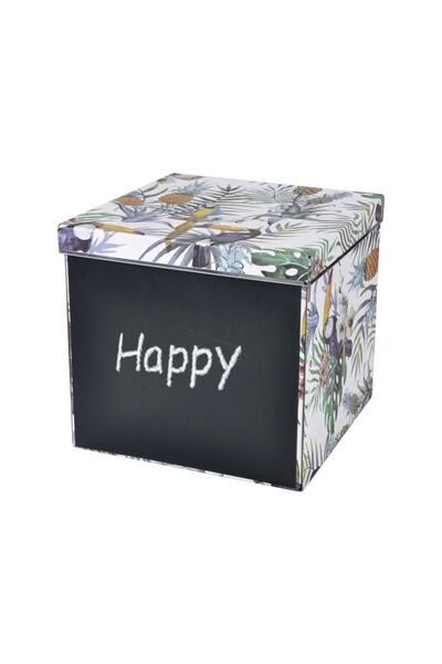 Bosphorus Storage Box Tropical Pattern, with chalk, with writing board 28x28x...