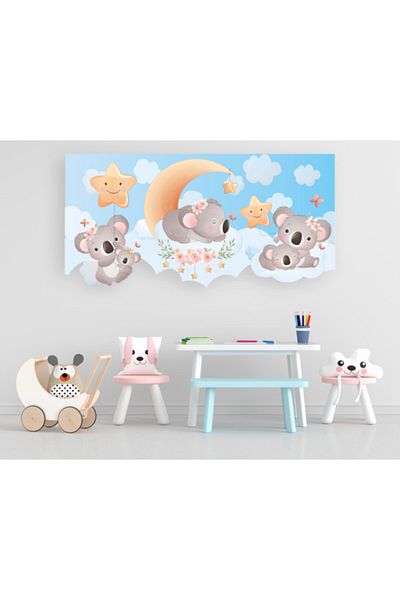 Sepet Yıldızı Autocolant de perete pentru camera bebelușului pentru copii Koala albastru - 100x50 Cm