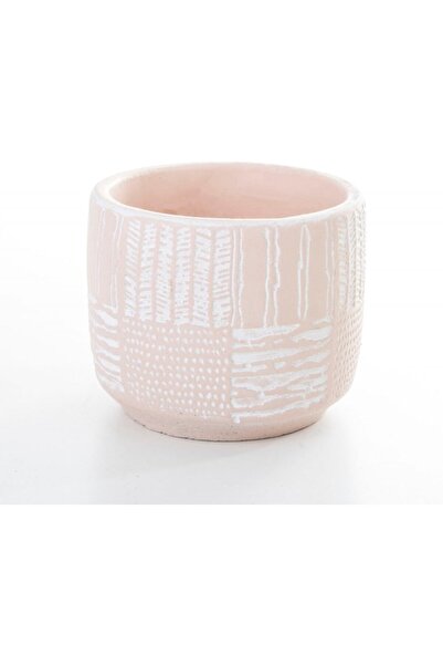 Lui Tasarım Antik Desenli Somon Renk Beton Saksı 12.5x12 Cm