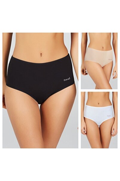 Kom Women's High Waist Panties Basic Maxi 3 Color Pack