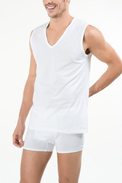 Kom Barry 2 Li V-Neck Sleeveless Undershirt At10021 100% Cotton