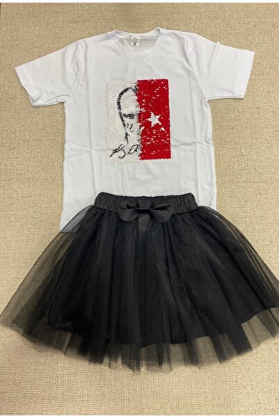 1983 GÖKKUŞAĞI KİDS ÇOCUKLARIN RENKLİ DÜNYASI تي شيرت أتاتورك وعلم للفتيات ذو...