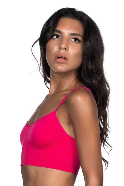Emay Sutien bustieră cu bretele din frânghie, neon fucsia, fără sudură, MI16SAT00001