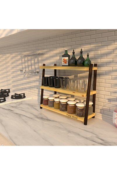 Fokai Wood Elegante - Tezgah Üzeri Ahşap Mutfak Rafı
