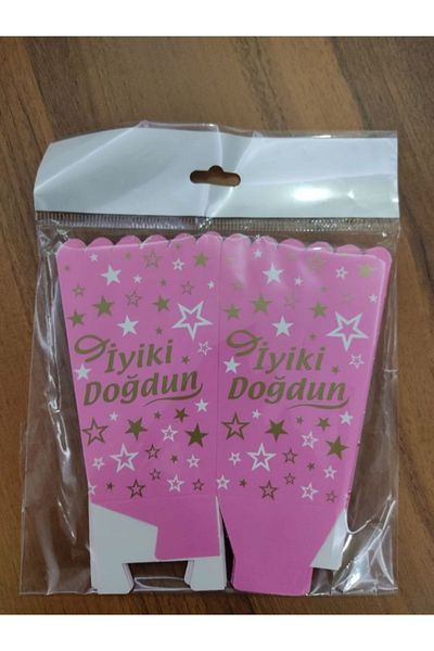 era balon Pink Gold Written Happy Birthday Corn Box of 8
