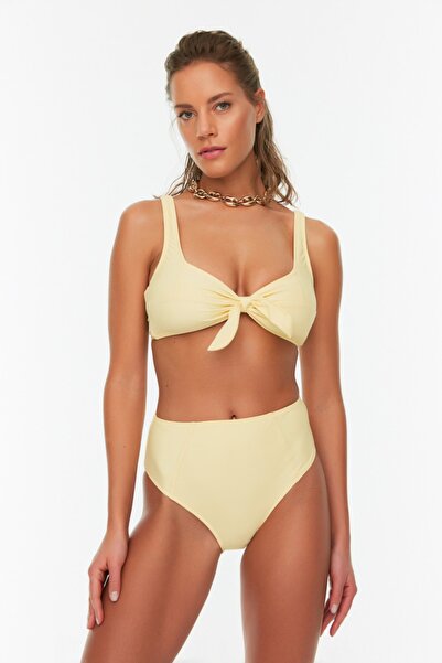 Trendyol Collection Yellow High Waist Cup Stitched Bikini Bottom TBESS22BA0006