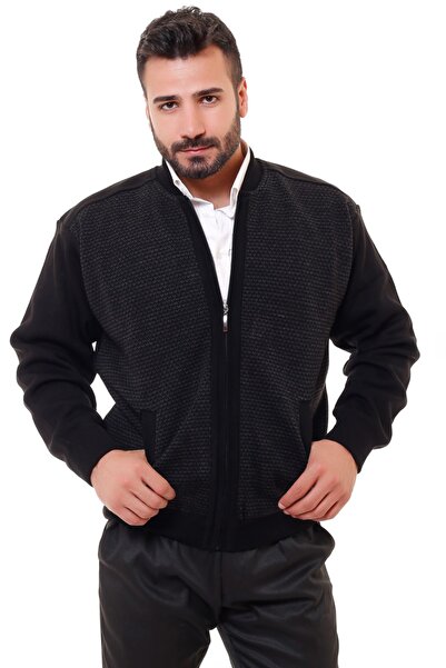 KARBEY TRİKO Battal Lined Steel Knitted Knitwear Coat