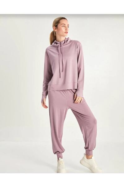 LC Waikiki Lcw Actıve Keşiş Yaka Düz Uzun Kollu Kadın Spor Sweatshirt