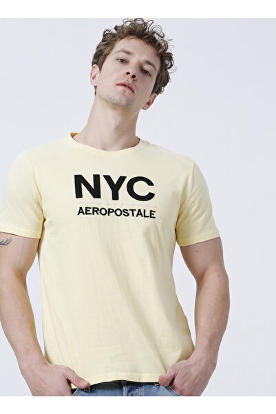 Aeropostale E-9279 Crew Neck Standard Mold Embroidered Light Yellow Men's T-Shirt