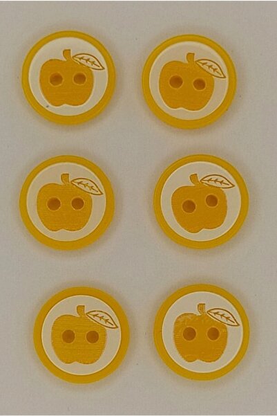 Turuncu Tuhafiye 6'lı Bebek Yeleği Düğme Seti 1.5 Cm Elma