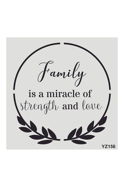 STENCİLTASARIM Stencil Design Yz156 Family- Decorative Wall, Item, Tile, Fabric Painting Templates 25x25 Cm