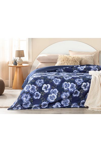 English Home Плик за завивка Extra King Pansy Bloom - 260x240 см, тъмносин, памук