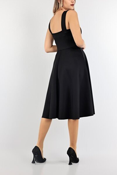 Secret Passion Lingerie Siyah Scuba Kumaş Kloş Etek Askılı Abiye Ve Mezuniyet Elbisesi 95102 Emr-581800 675