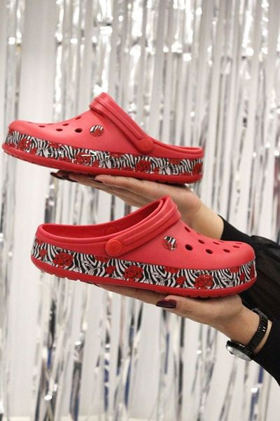 solariz Red Zebra Rose Patterned Pool Beach Sea Hospital Nurse Sandals Slippers