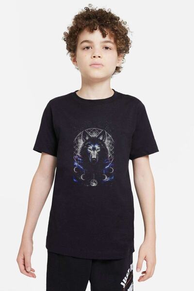 QIVI Teen Wolf Wolf Štampano unisex dečja crna majica