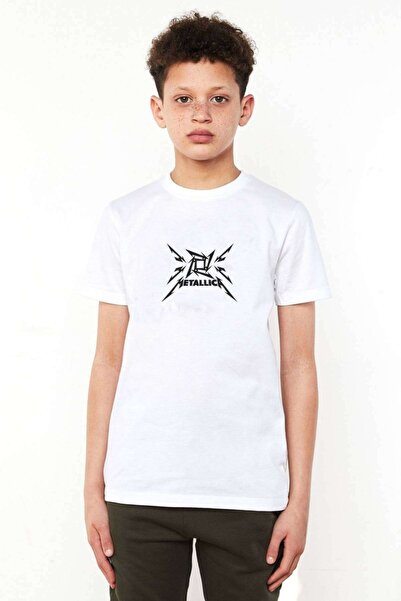 QIVI Metallica Beyond Magnetic Logo Štampano Unisex dečija bela majica