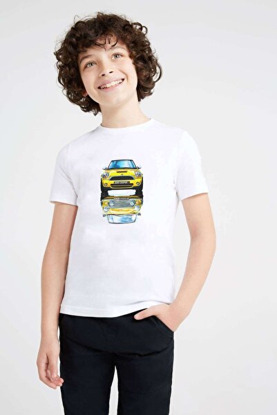 QIVI Mini Cooper S Štampano Unisex dečija bela majica