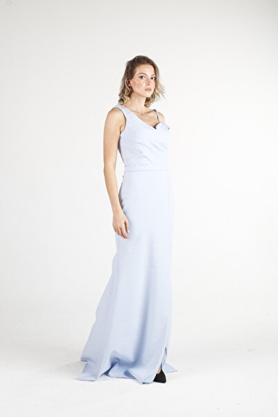 ALİS DRESS Bebe Mavi Tek Omuz Balık Elbise
