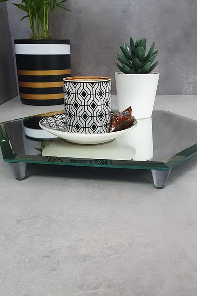 Decorita Mirror Presentation Tray| Promise-engagement Tray| Hexagonal Mirror