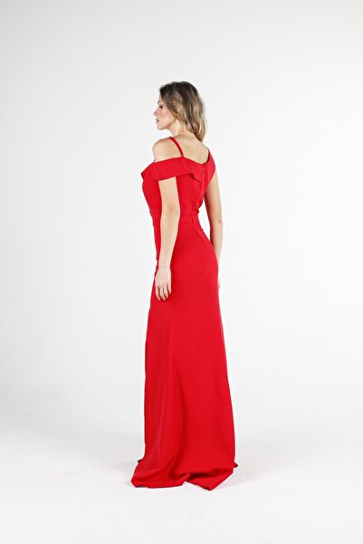 ALİS DRESS Kırmızı Tek Omuz Balık Elbise