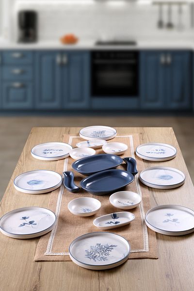 Keramika Blue Magic 18 Piece Breakfast Set - 8 Person