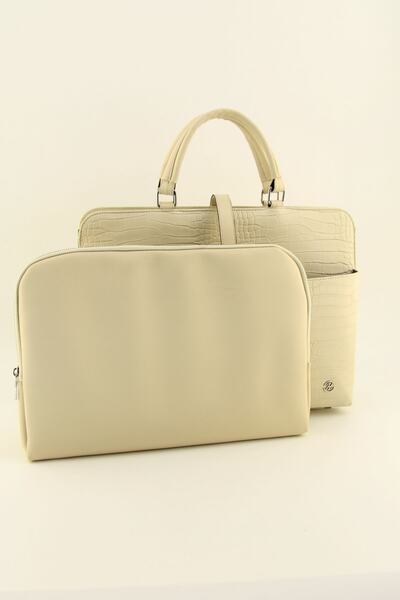 HNB Унісекс бежева сумка для ноутбука та документів - 15 та 15,6 дюймів