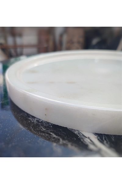Sümeyra Marble Art Pure White Marble Presentation Tray 23 Cm