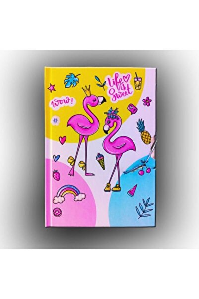 ÇINAR DEFTER Çınar Uni Note Locked Diary & Diary Notebook Flamingo Life Is Sweet